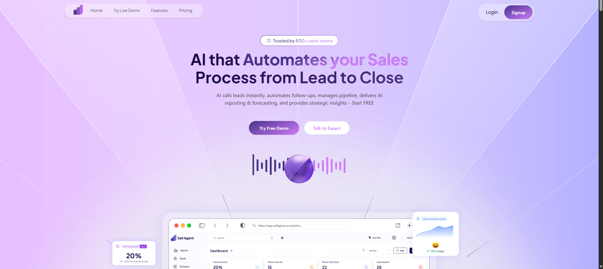 SellAgent SASS Platform screenshot